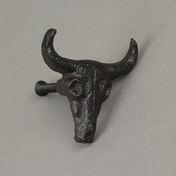 Set of 6 Cast Iron Steer Skull Drawer Pulls Western Home Decor Cabinet Knobs - Picture 11 of 12